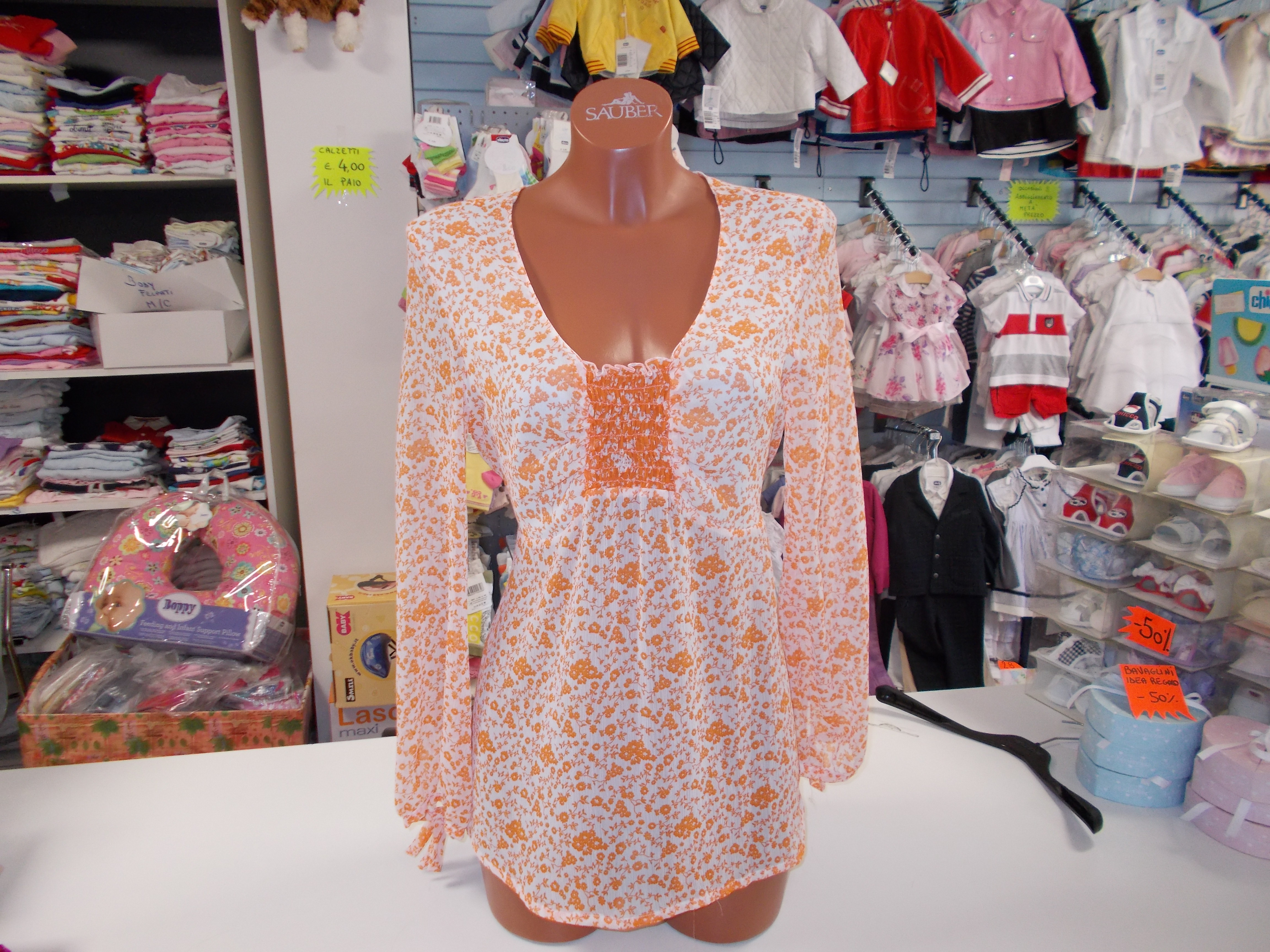 CAMICIA FLOREALE ARANCIO La Sanitaria di Barco Mariangela